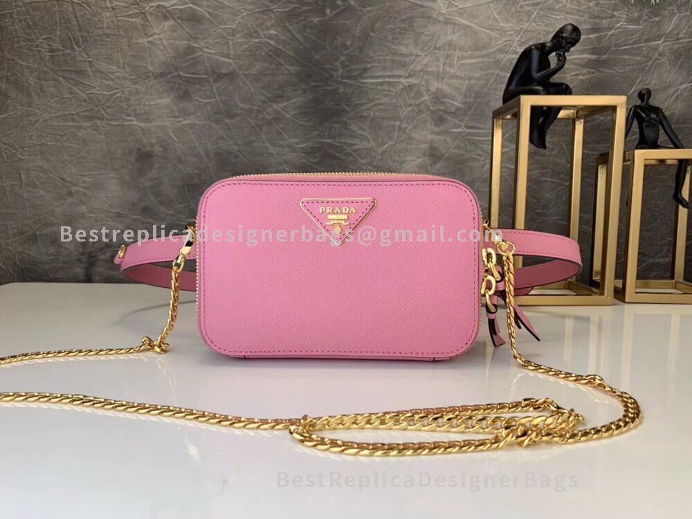 Prada Pink Saffiano Leather Belt Bag GHW 019